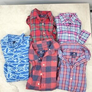 Vineyard Vines Boys Size Large XL 16 18 Shirts Lot Of 5 Tops Button Down Blue